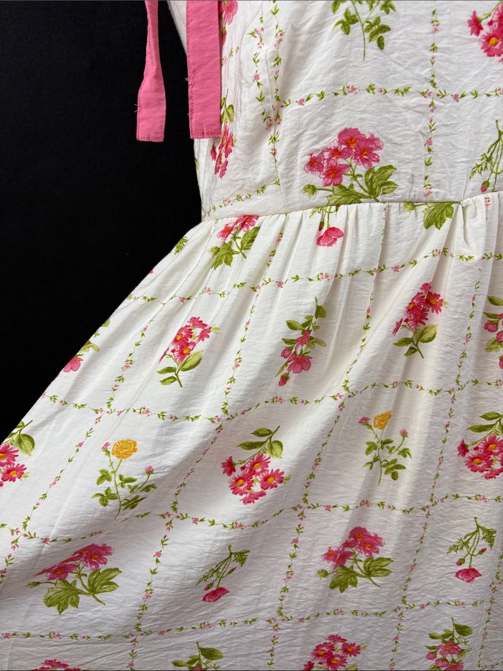 Perch by Blu Pepper White Floral Maxi Summer Dress with Pink Tie Straps 1X 14-16 - Picture 7 of 10